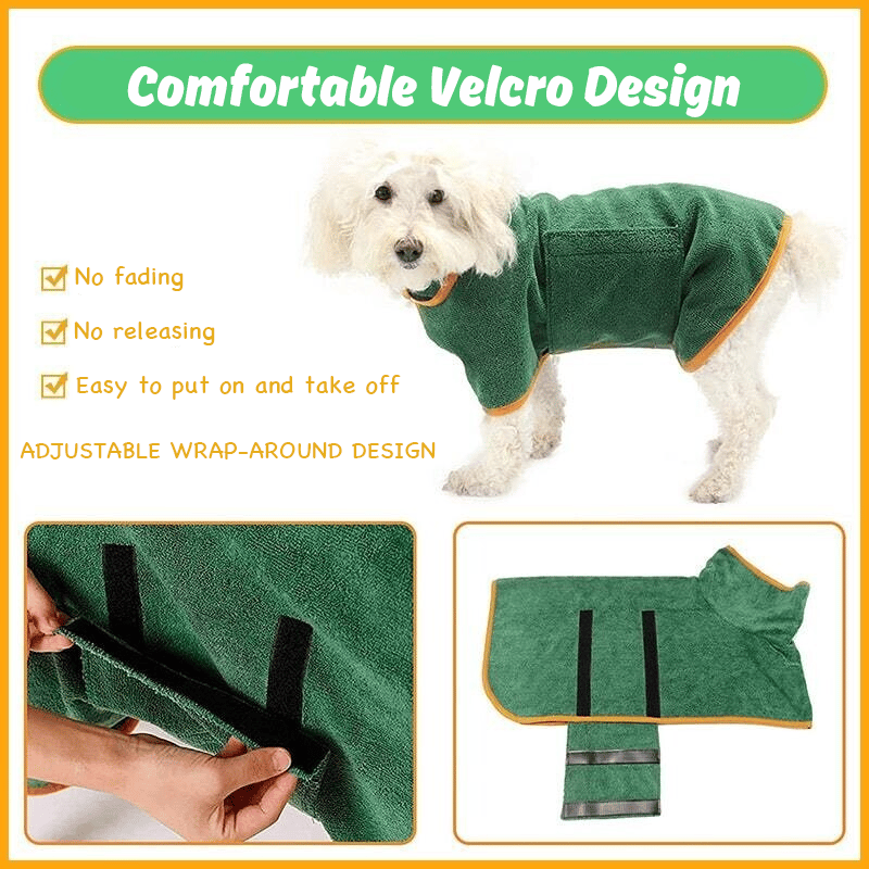 Adjustable Velcro straps on pet bathrobe for easy on and off