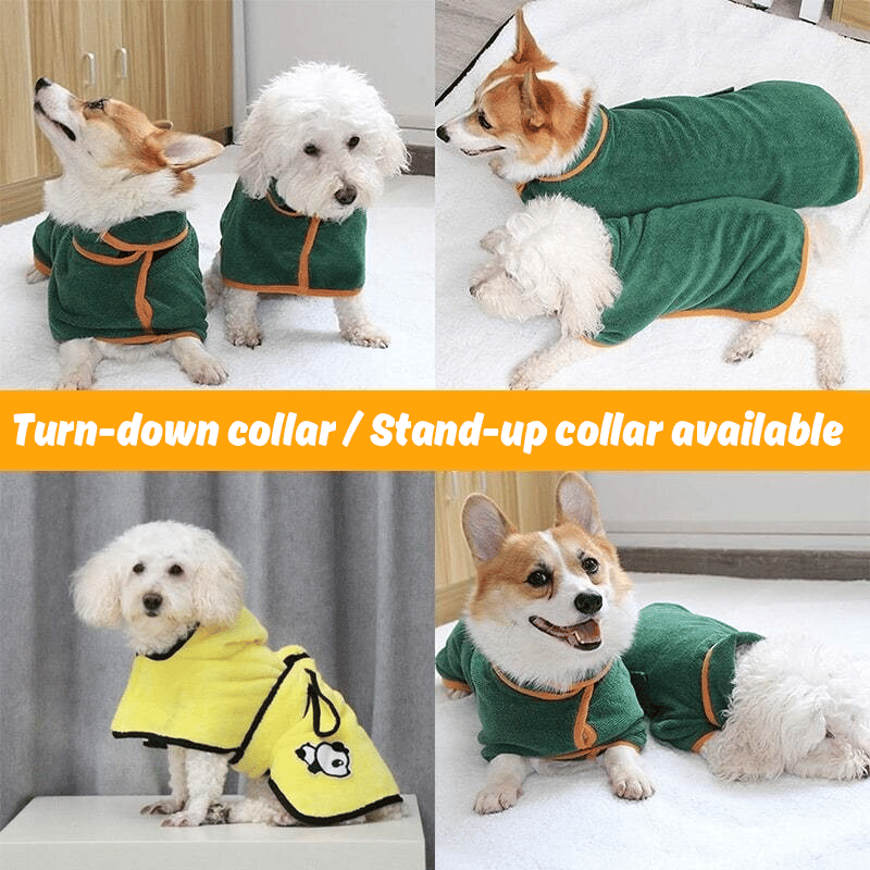 Two-way adjustable collar on pet bathrobe