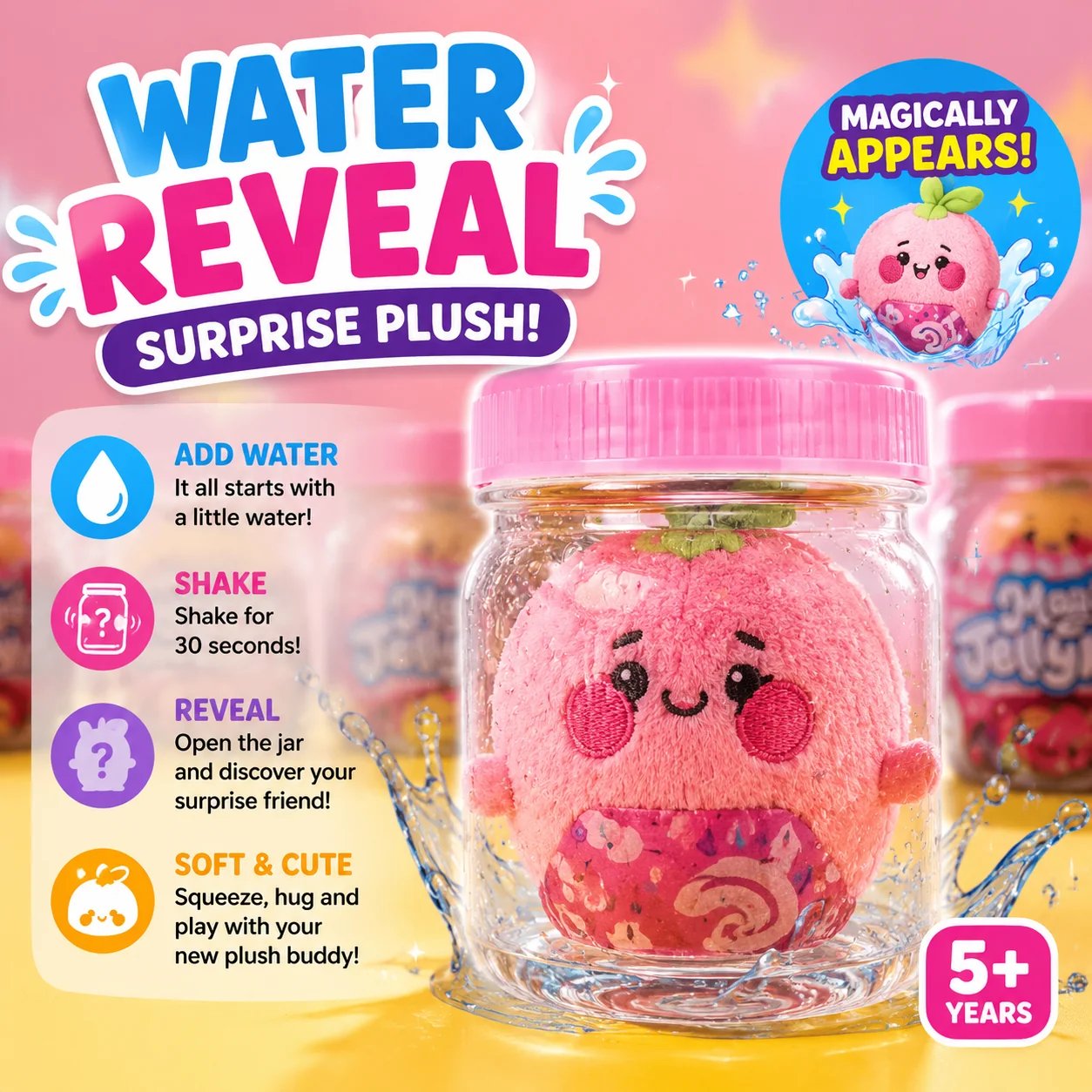 Magic water reveal surprise plush jar
