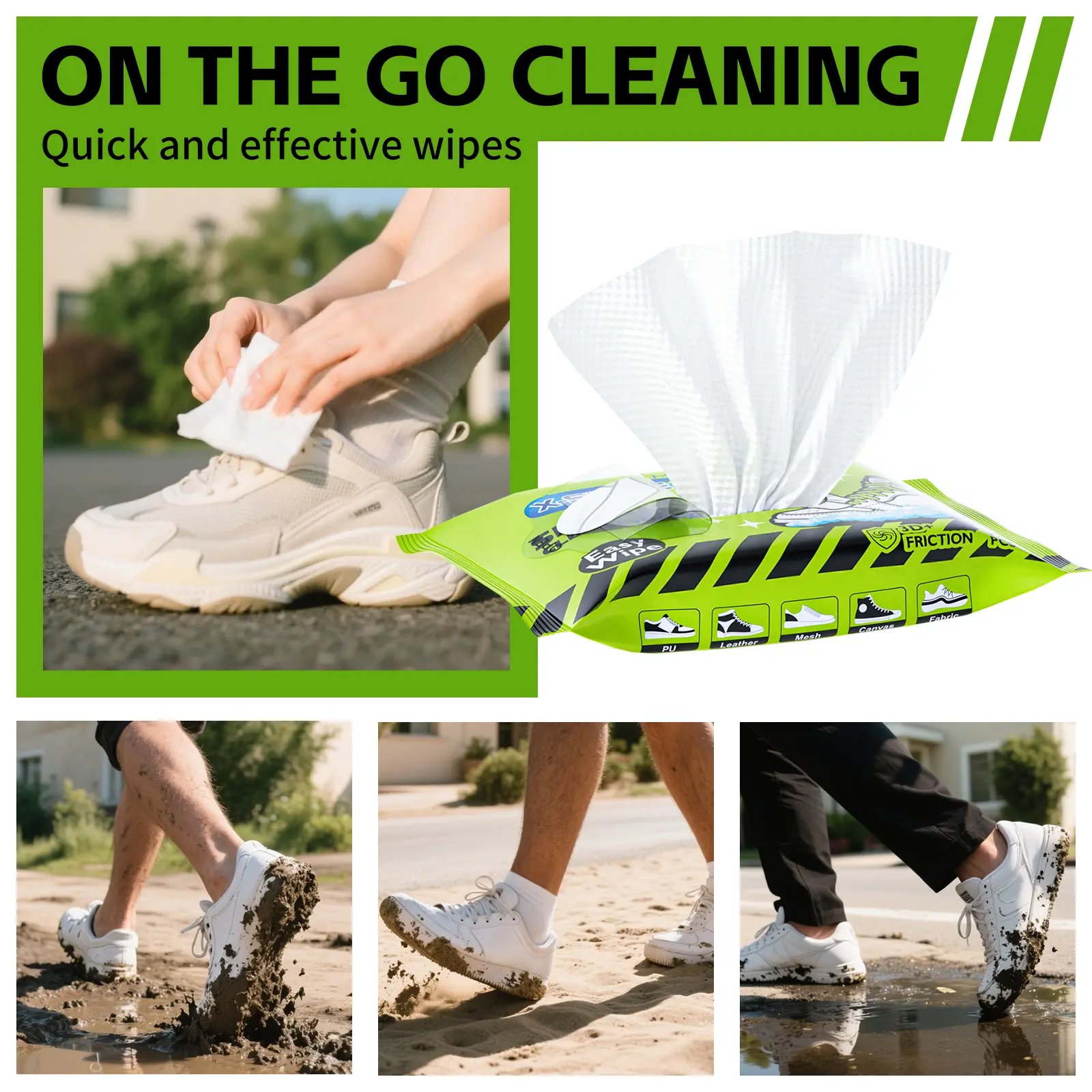 Complete foam shoe cleaning kit with cleaner brush microfiber towel and wipe