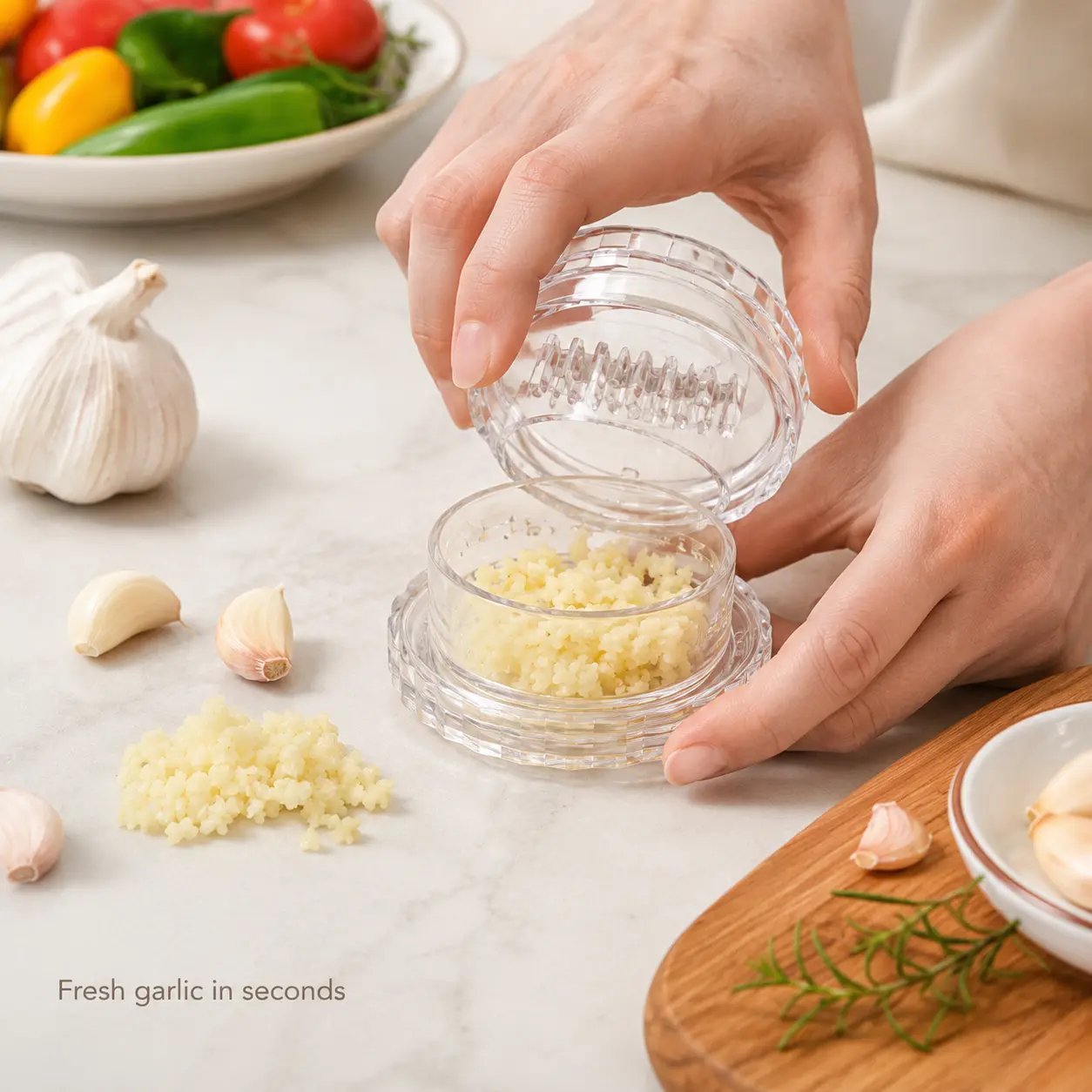 Mincing fresh garlic effortlessly