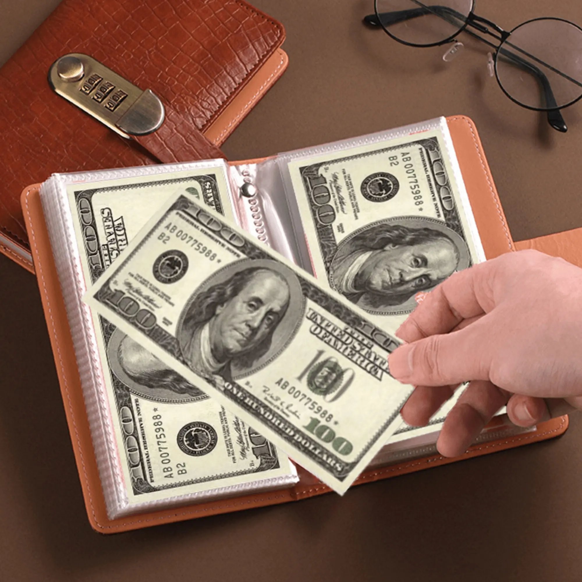 Savings notebook for organizing cash and goals