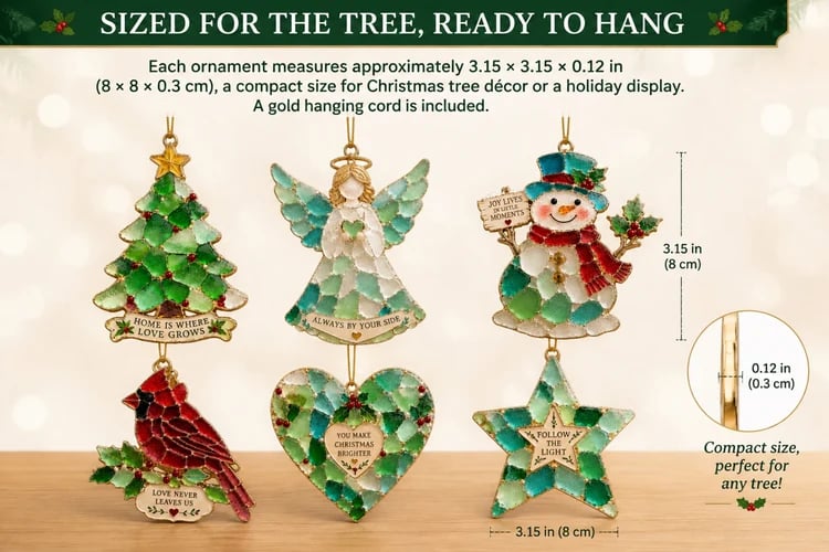 Sea glass style translucent Christmas ornament detail