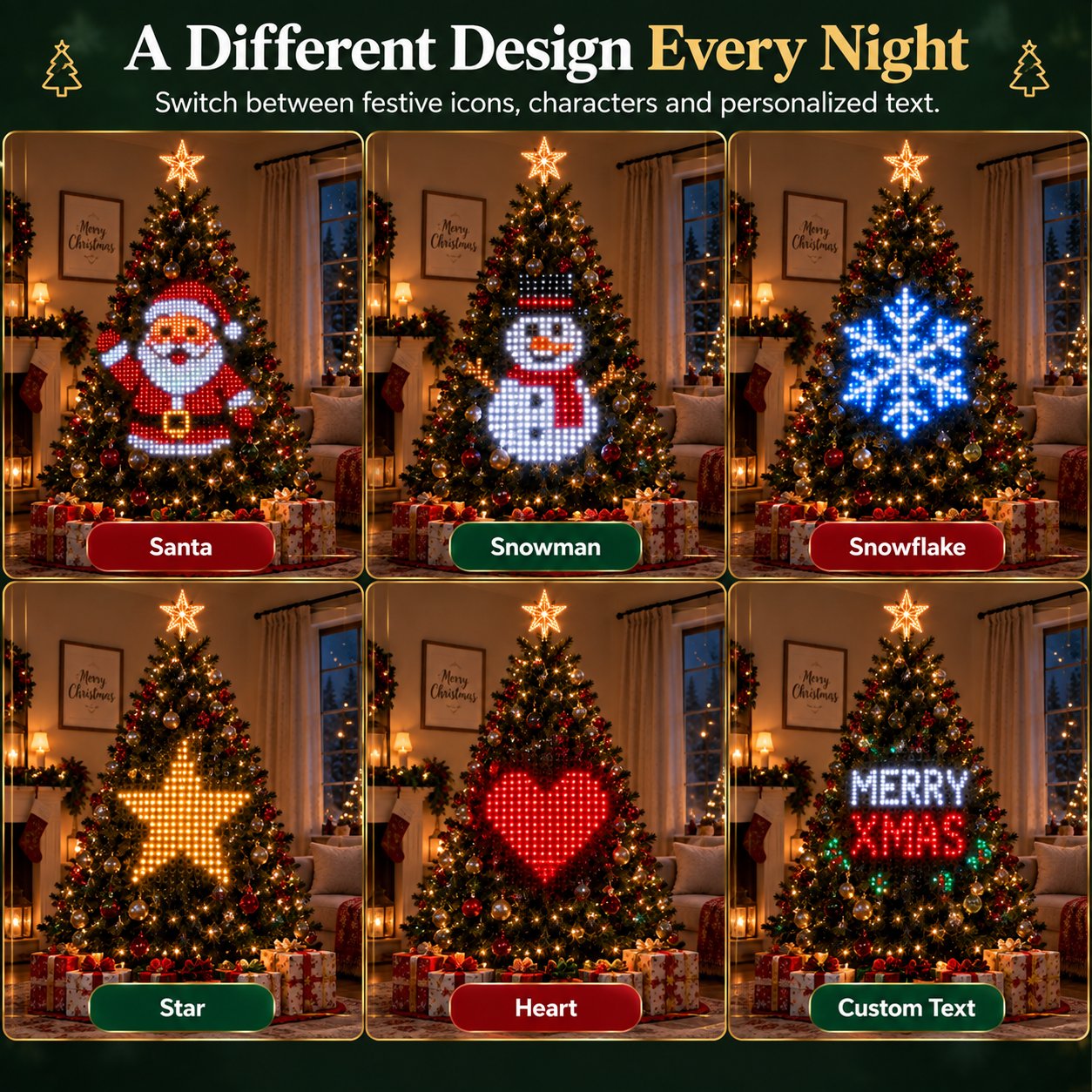 Christmas tree lighting patterns and festive designs