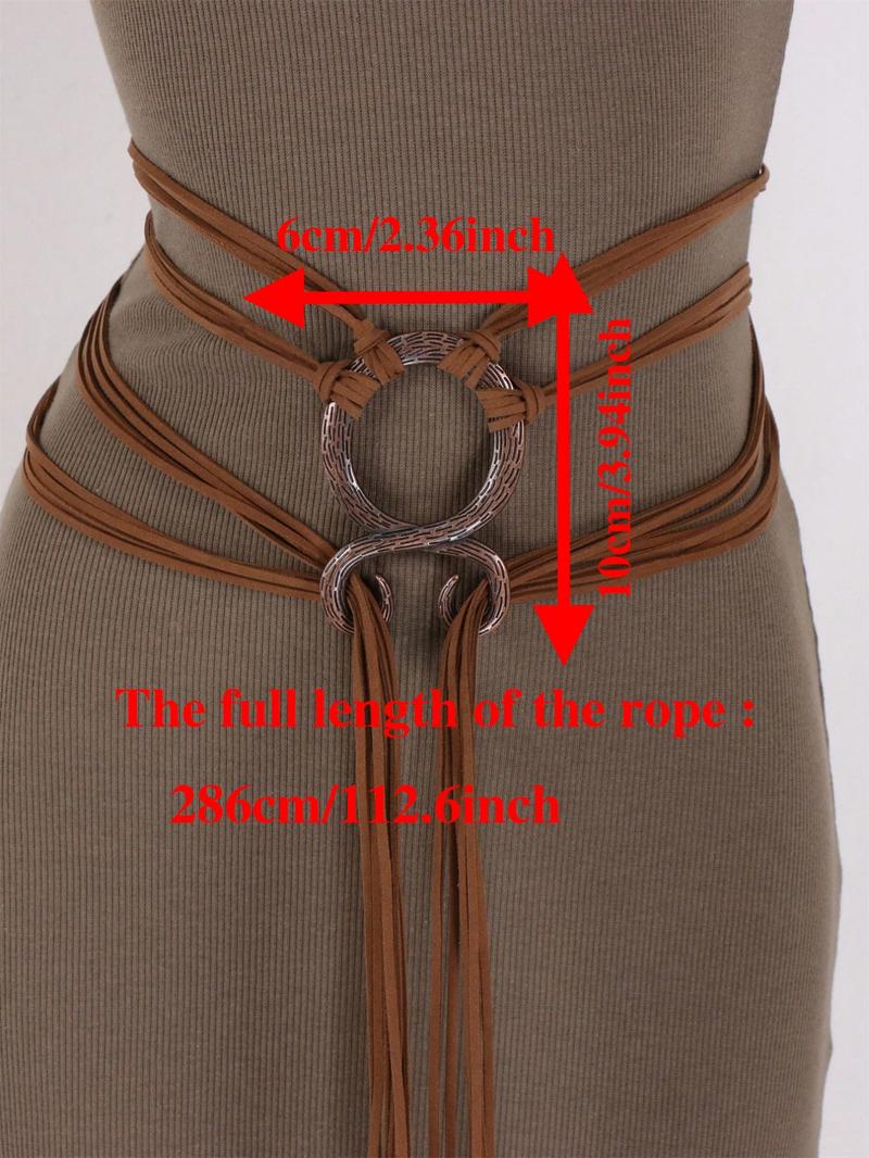 Medieval Viking Braided Leather Belt Set, with Ring Buckle & Tassel Decorations, Halloween Cosplay Costume Accessories for Men Women
