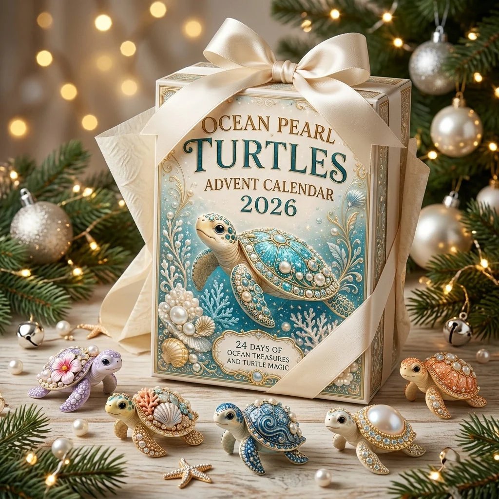 Ocean Pearl Turtles Advent Calendar 2026 – 24 Sea Turtle Collectibles gift and lifestyle view