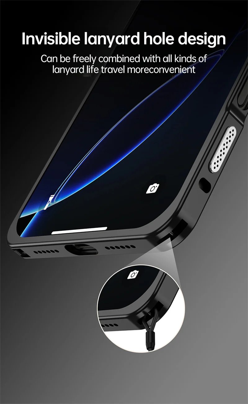 Hidden lanyard slot on iPhone 18 metal frame case