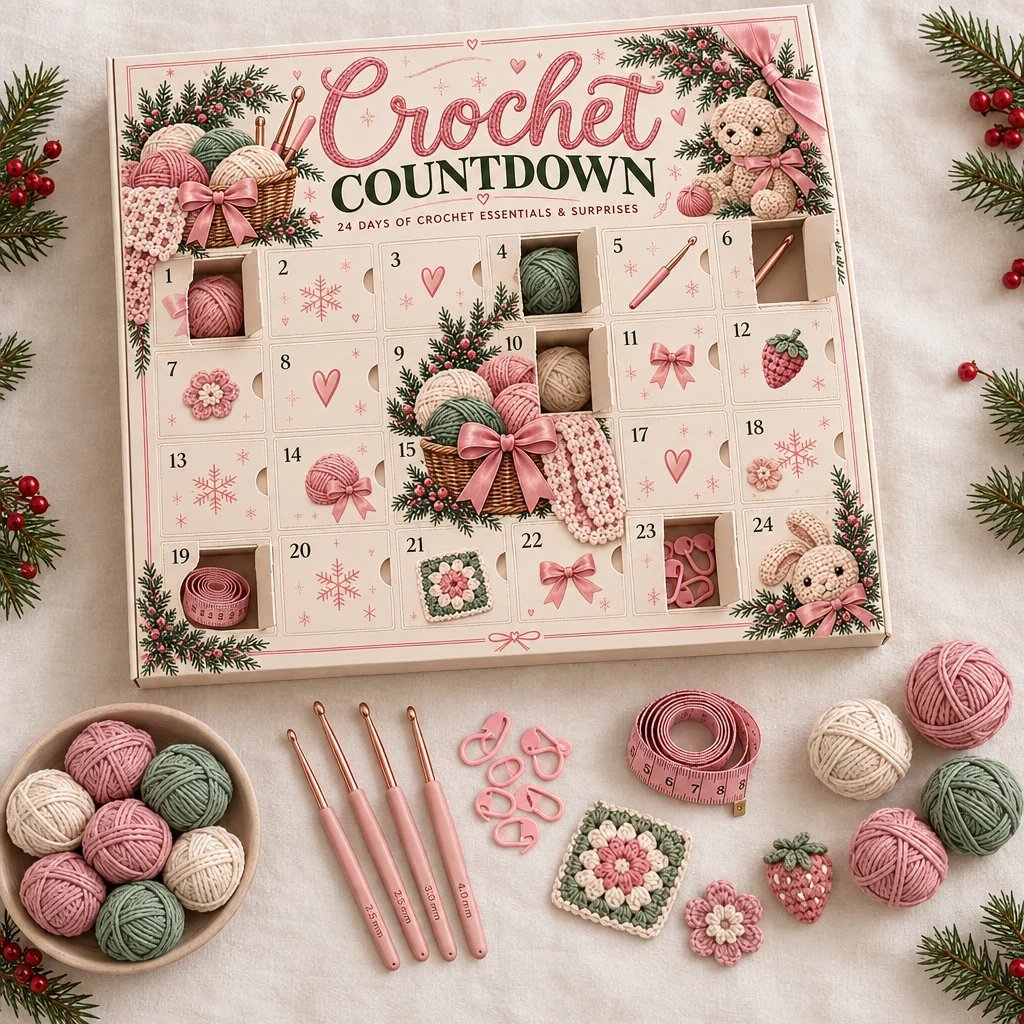 What's inside the Crochet Countdown advent calendar: mini yarn, crochet hooks, stitch markers and more What's inside the Crochet Countdown advent calendar: mini yarn, crochet hooks, stitch markers and more