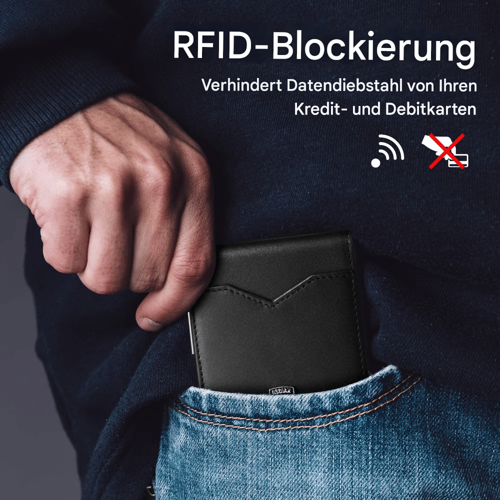 Schlanke RFID-blockierende Lederbrieftasche für Herren – Minimalistische Bifold-Geldbörse aus Carbonfaser