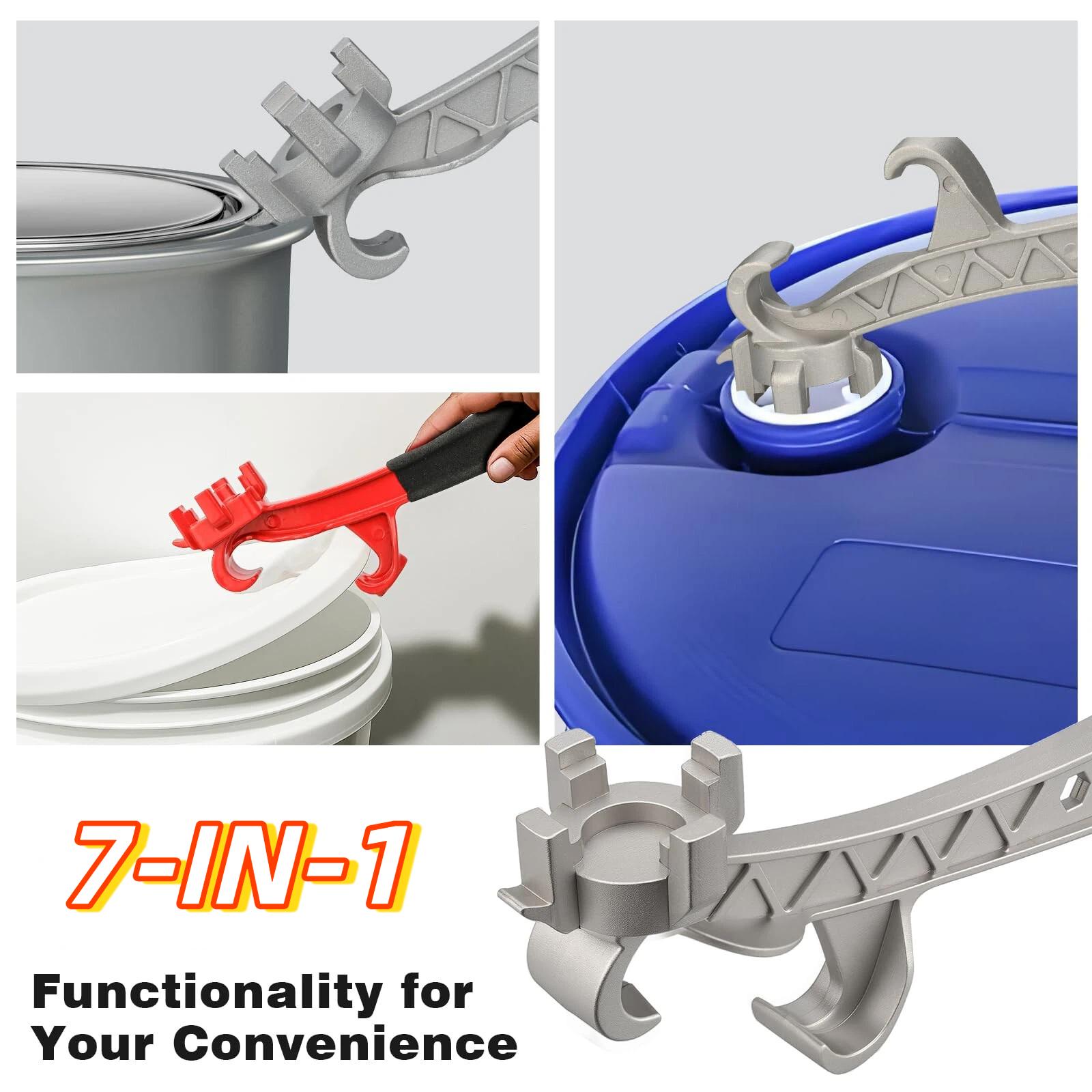 7-in-1 Aluminum Bung Wrench - Heavy Duty Drum & Bucket Opener for 5–55 Gallon Barrels, Non-Sparking Multi-Size Cap Removal Tool