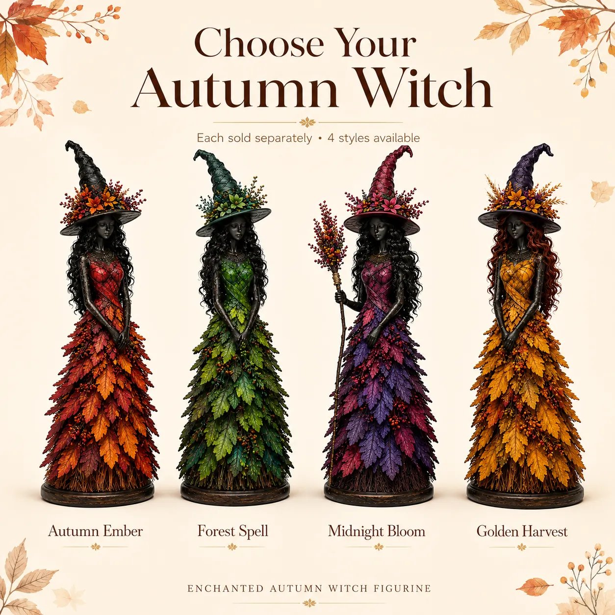 Autumn witch figurine style options