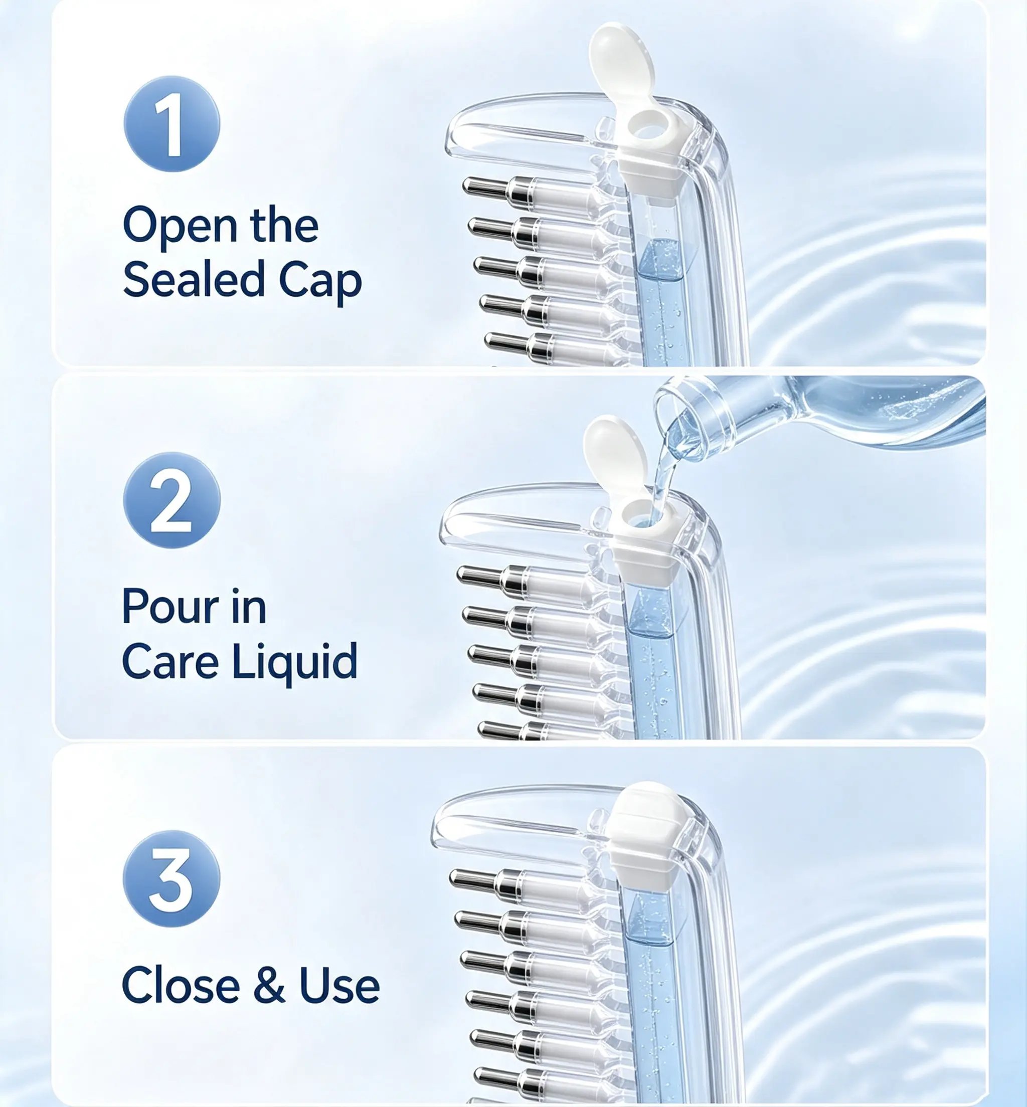 Scalp applicator comb application steps