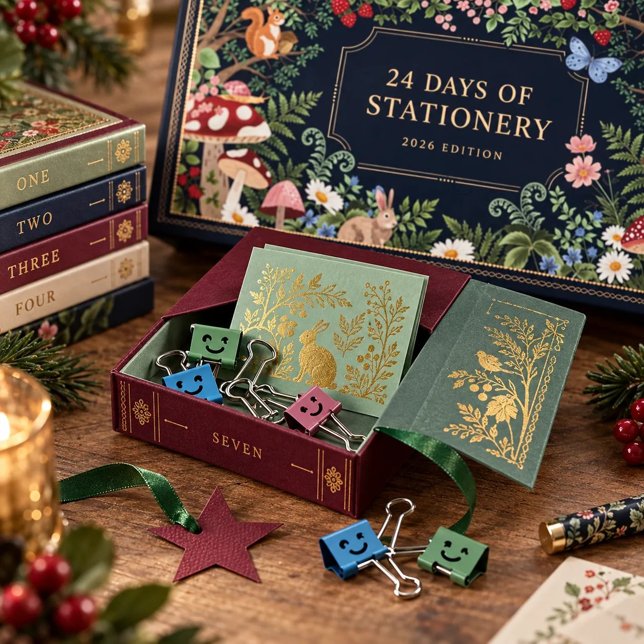 Stationery inside a numbered Advent drawer