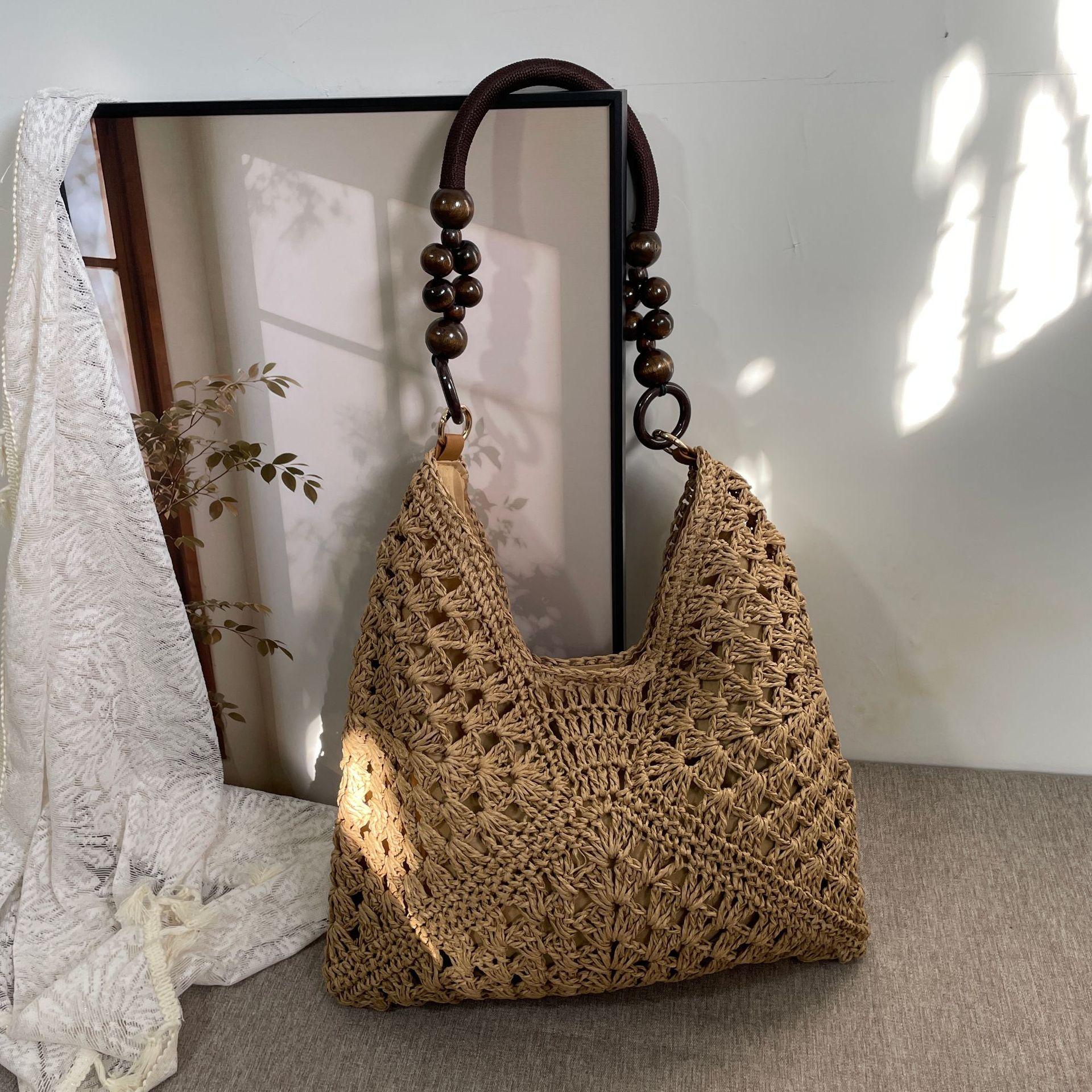 New Fashionable Handmade Woven Bag Versatile Paper Rope Crochet Straw Shoulder Bag for Beach & Vacation Style Lightweight Functional Summer Accessory New Fashionable Handmade Woven Bag Versatile Paper Rope Crochet Straw Shoulder Bag for Beach & Vacation Style Lightweight Functional Summer Accessory