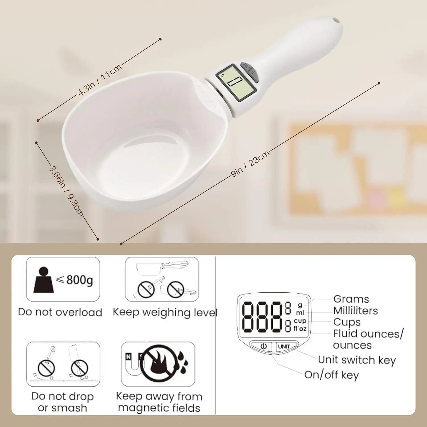 LCD display and function buttons