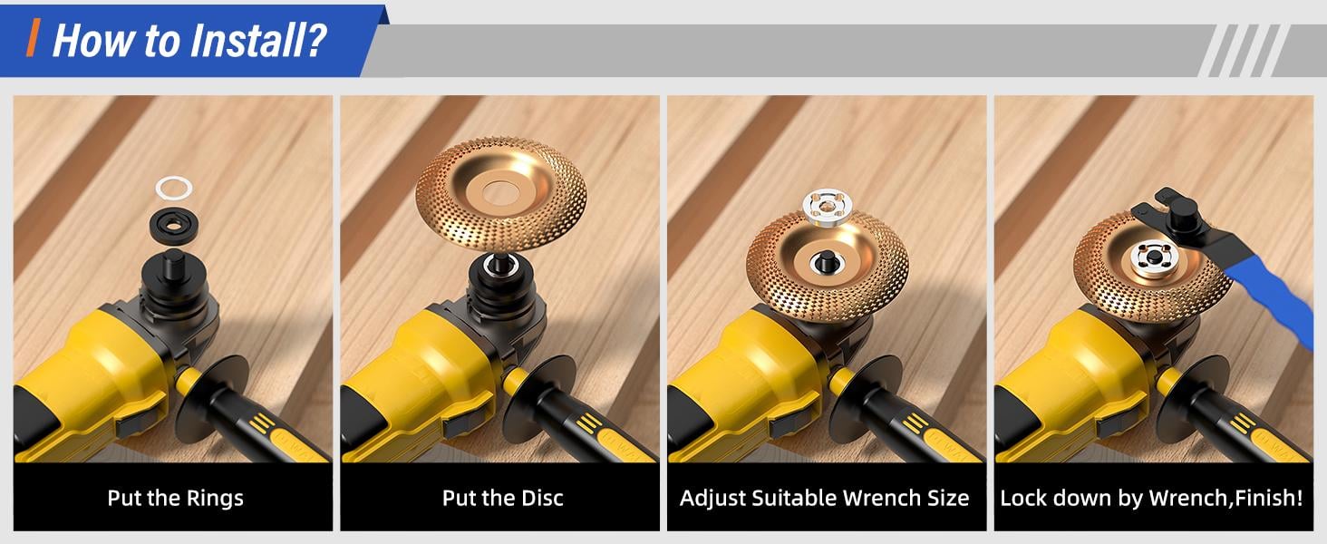 Wood Carving Disc Set for Angle Grinder 3Pcs, Grinding & Shaping Wheel for Wood Cutting, Durable Grinder Attachment Set