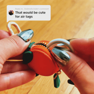 Fruit mini coin purse bag charm in use