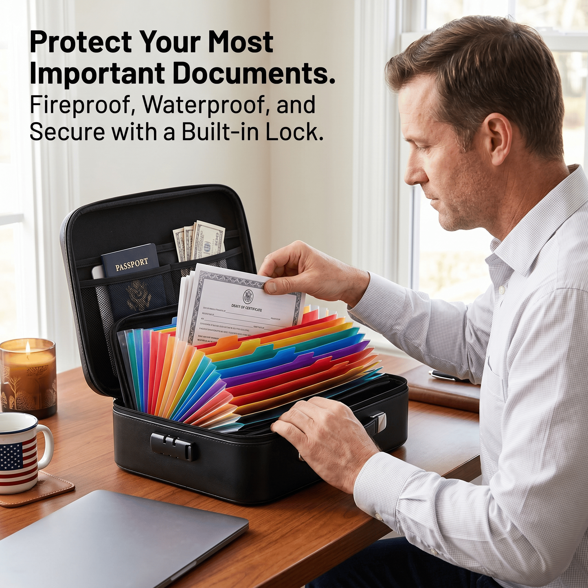 🔥 Waterproof & Fireproof Document Organizer