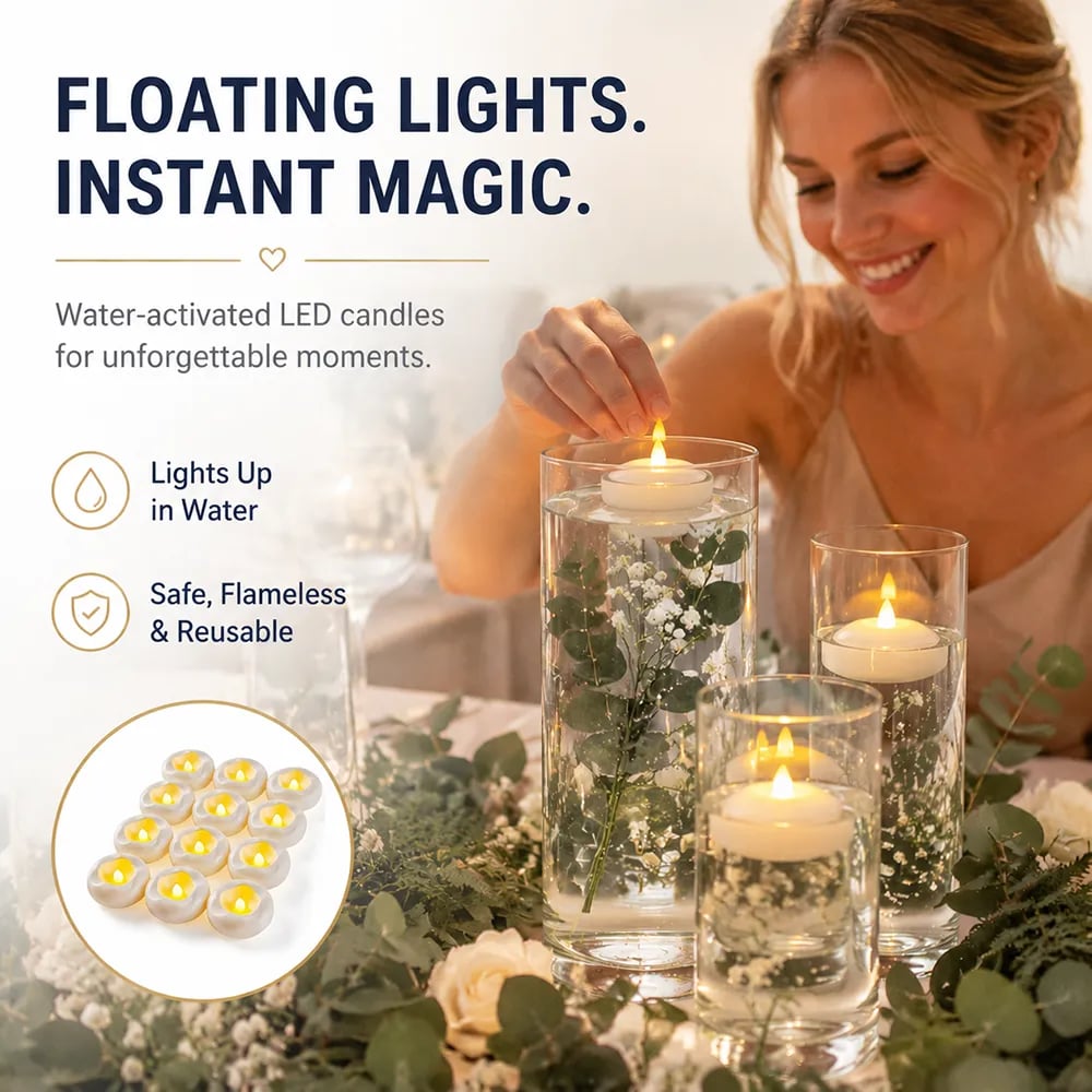 Water activated flameless floating LED candles