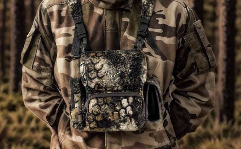 Binocular Harness Chest Pack: Waterproof Bino Case with Rangefinder Pocket for Hunting Birdwatching and Hiking