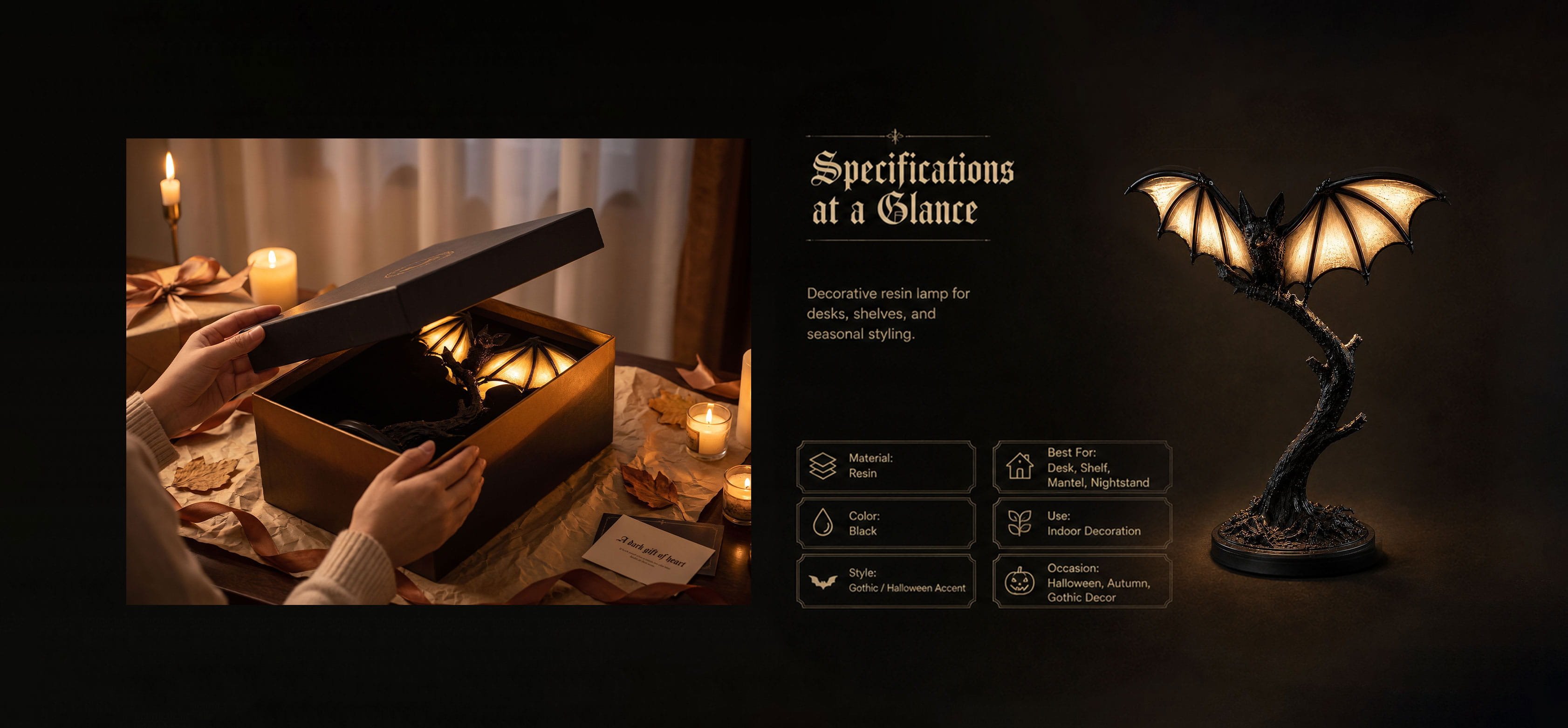 Glowing bat desk lamp lifestyle