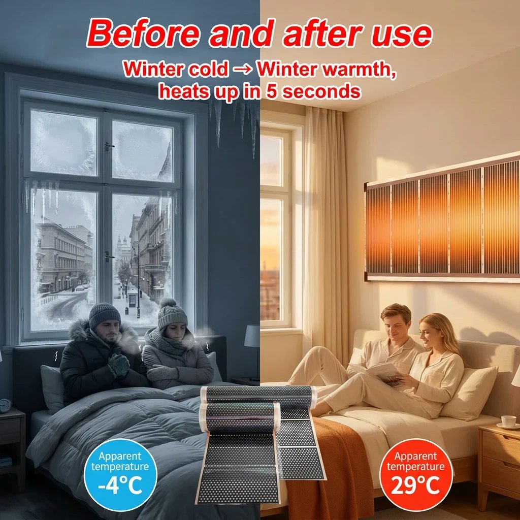 Original supplier before-and-after room graphic with printed promotional text