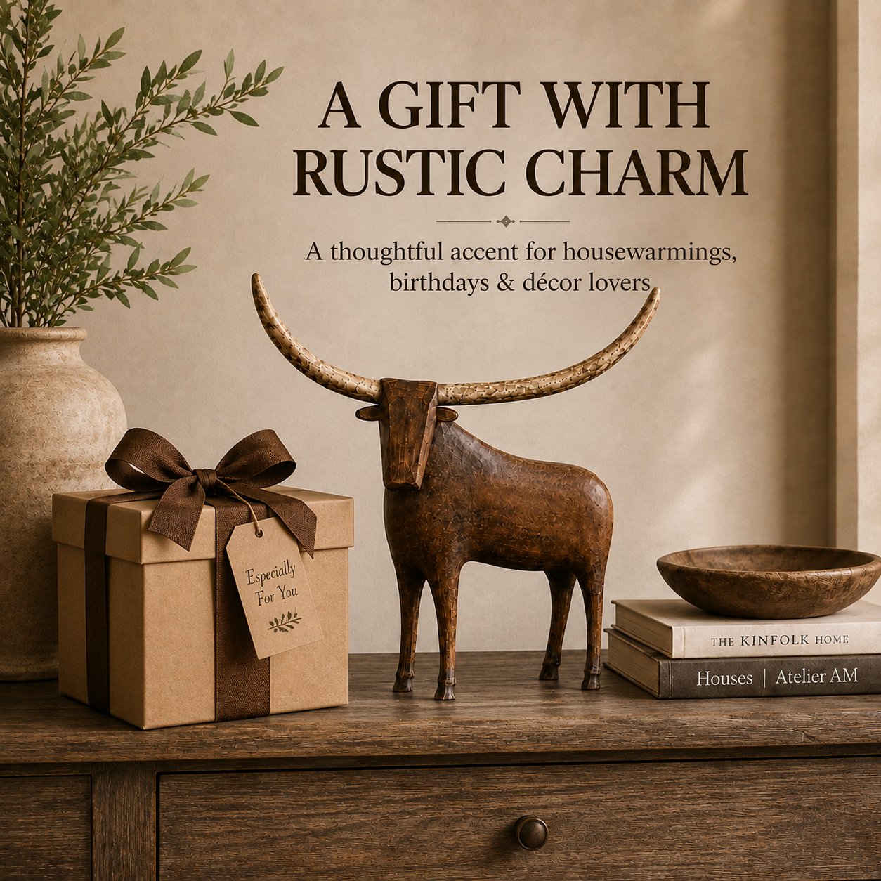 Longhorn western accent in a rustic interior