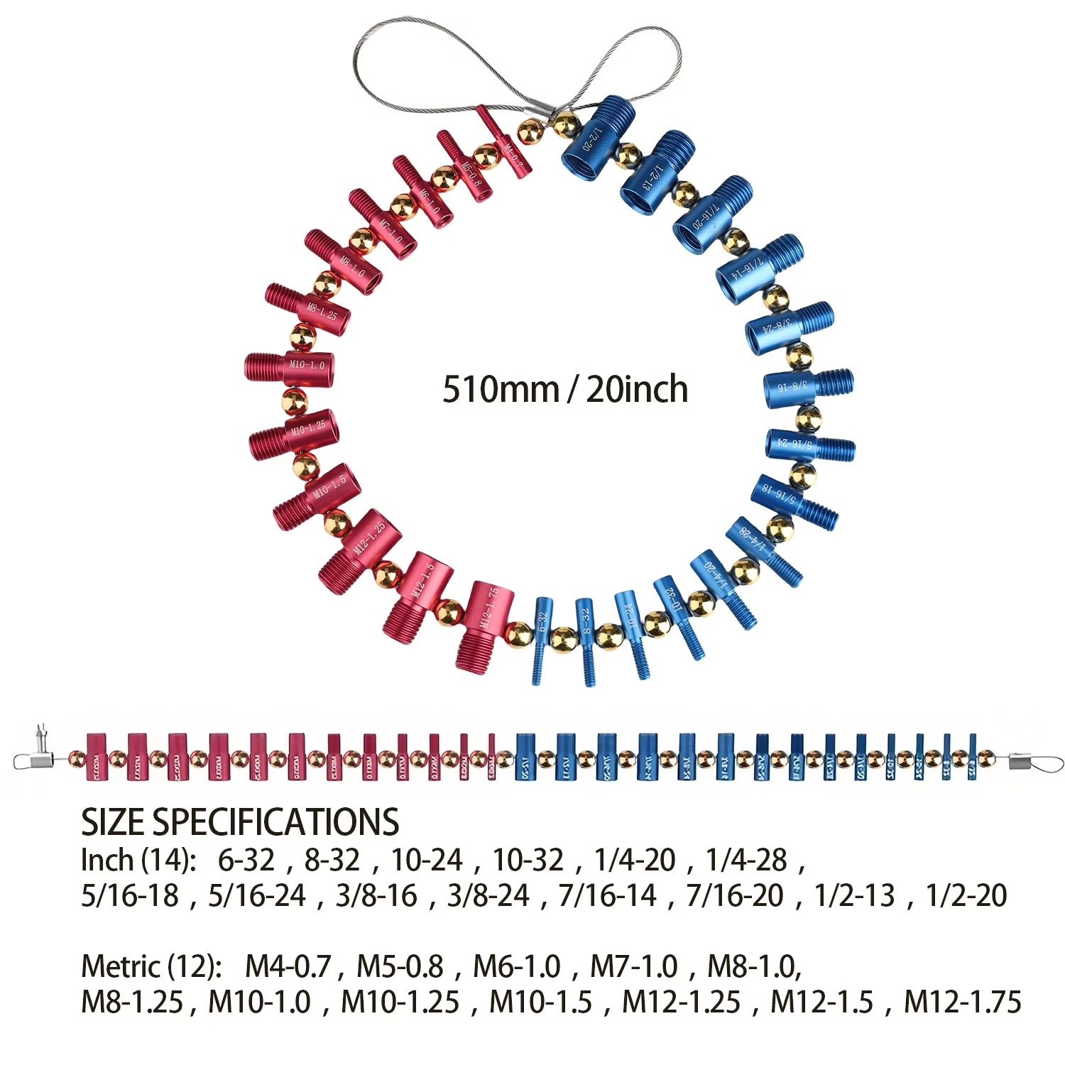 full size range of the thread gauge set