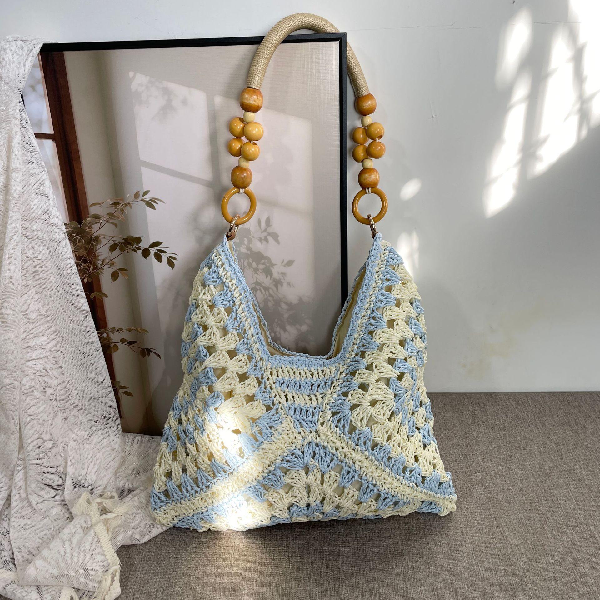New Fashionable Handmade Woven Bag Versatile Paper Rope Crochet Straw Shoulder Bag for Beach & Vacation Style Lightweight Functional Summer Accessory New Fashionable Handmade Woven Bag Versatile Paper Rope Crochet Straw Shoulder Bag for Beach & Vacation Style Lightweight Functional Summer Accessory