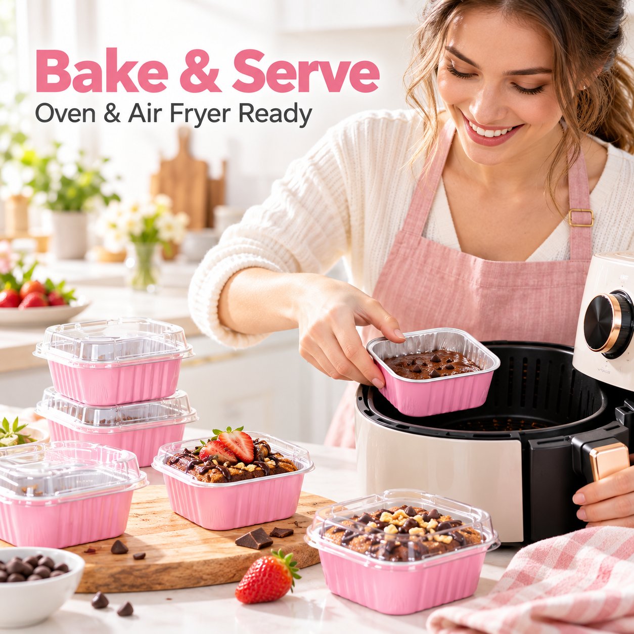 Mini aluminum foil cake pans used for direct baking