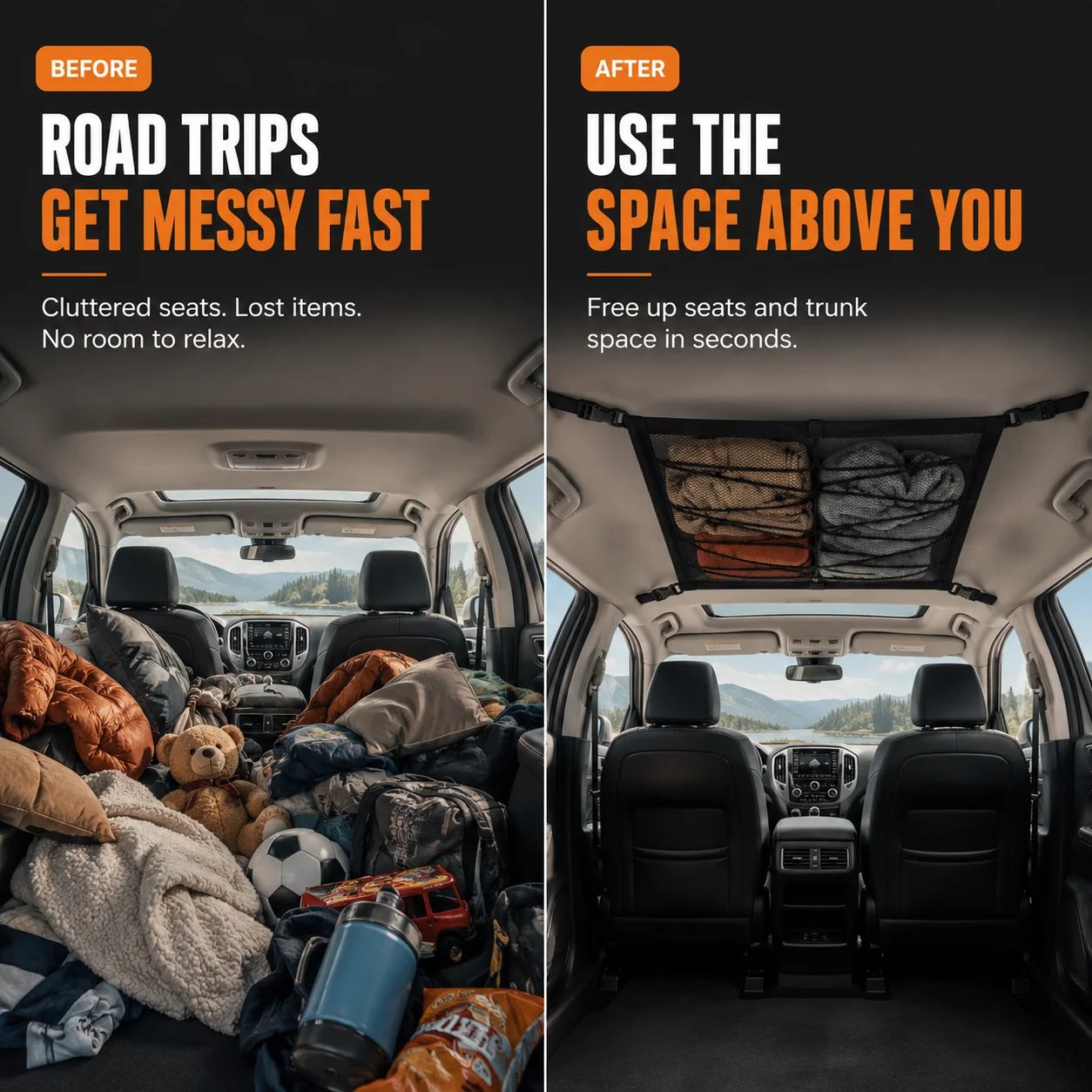 Car Ceiling Cargo Net Organizer