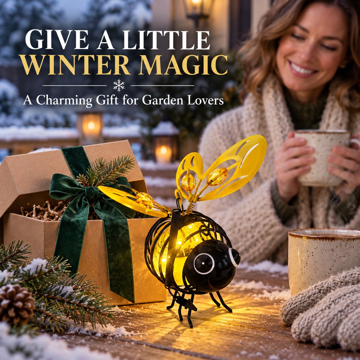 Solar bee garden light as a charming winter gift