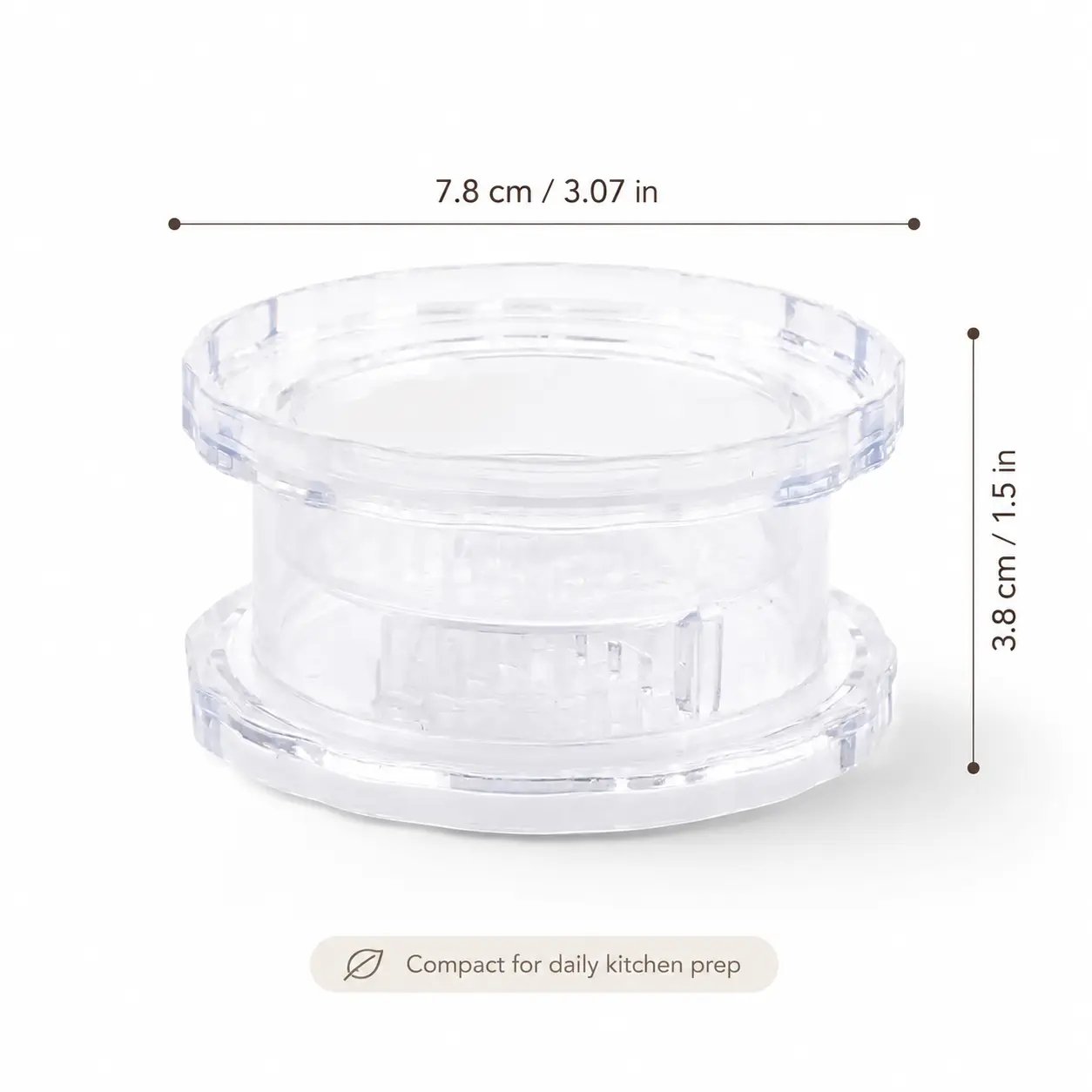 Garlic twister dimensions: 7.8 cm width and 3.8 cm height