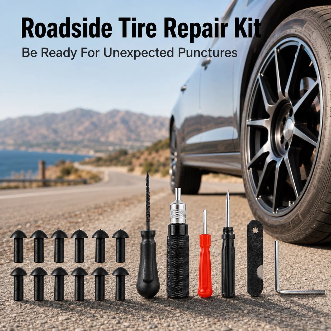 Roadside tire puncture emergency preparation
