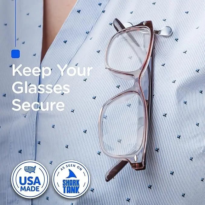 Magnetic eyeglass holder keeps glasses secure