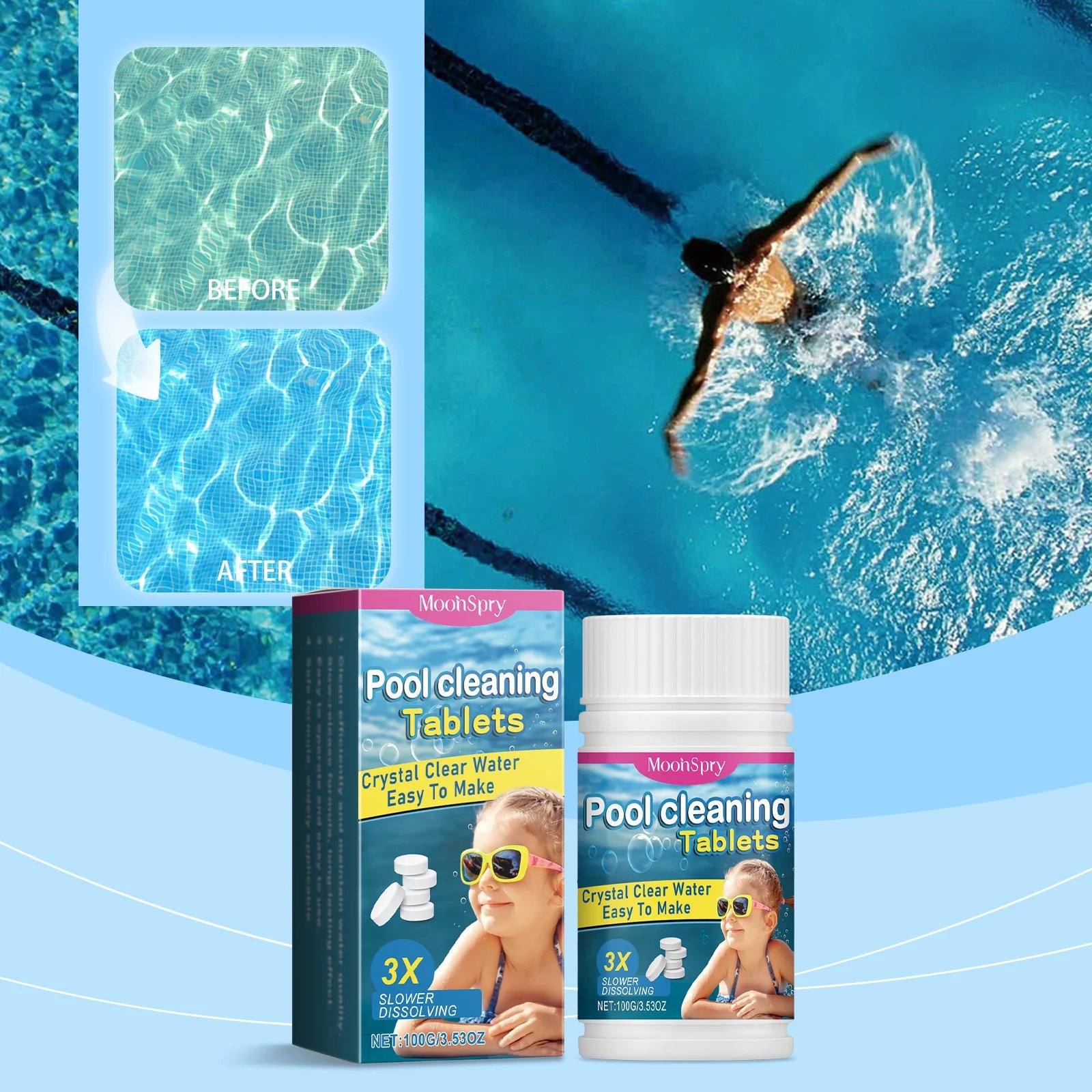Crystal Clear Pool Cleaning Tablets
