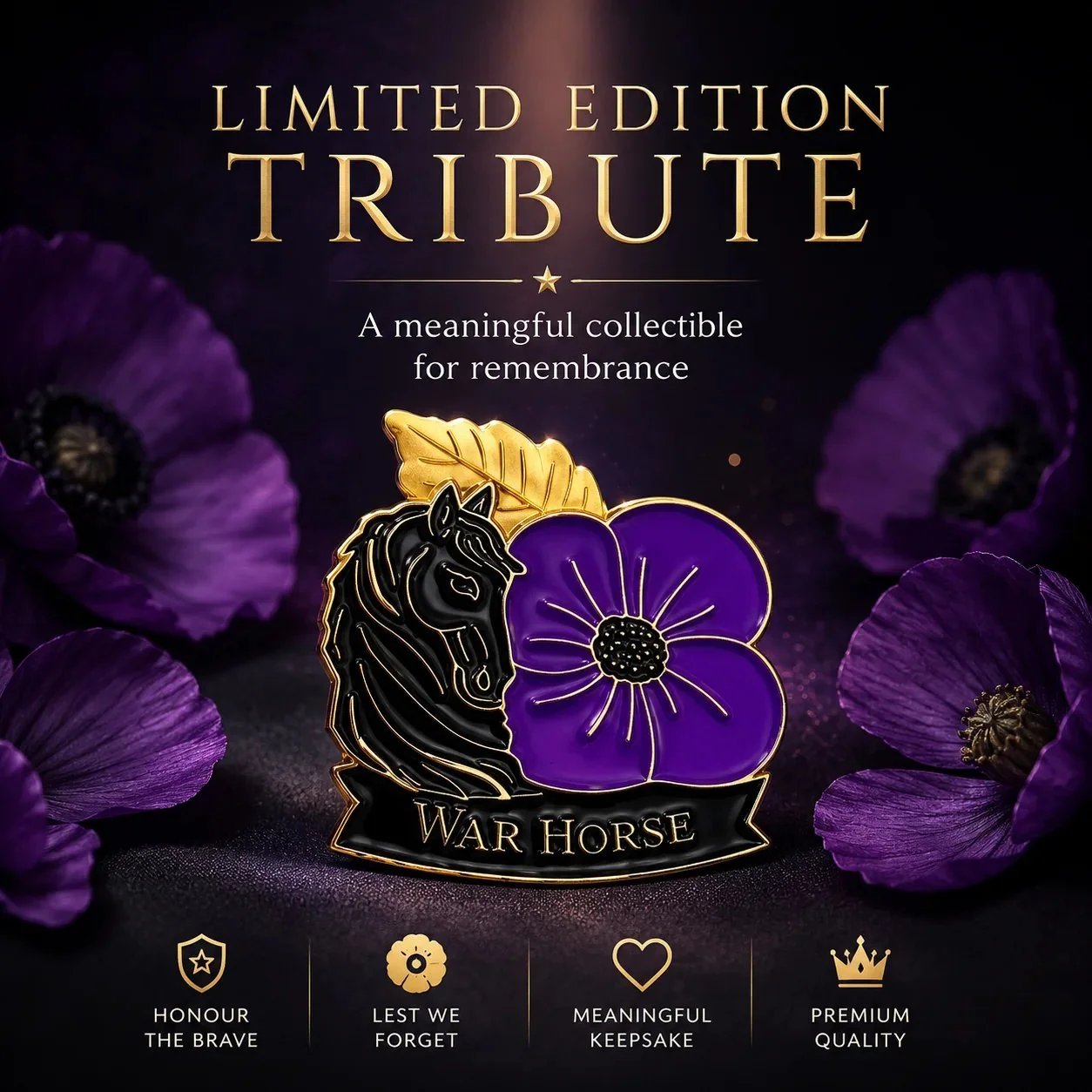 War Horse Purple Poppy commemorative badge presentation