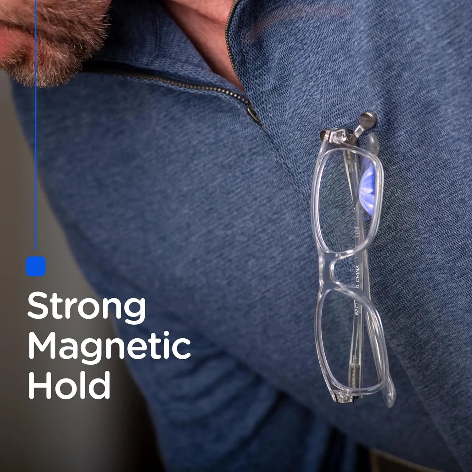 Strong magnetic glasses holder on shirt