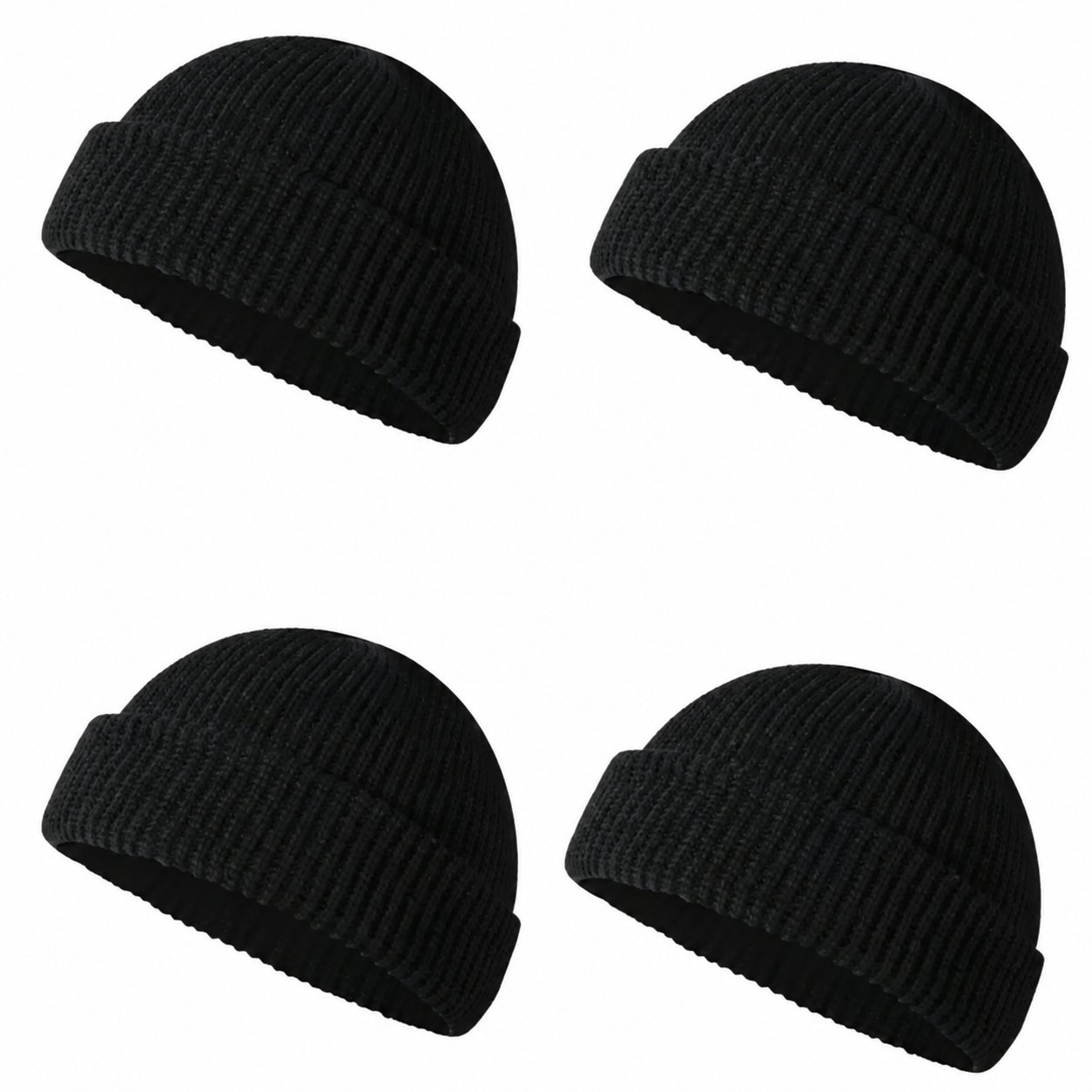 Ribbed knit beanie with a folded cuff, shown with a 56–60 cm head measurement reference