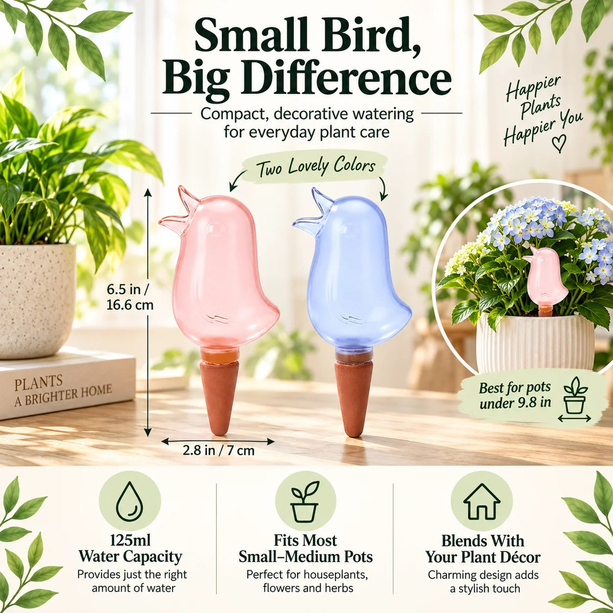 How to use bird self-watering plant stake