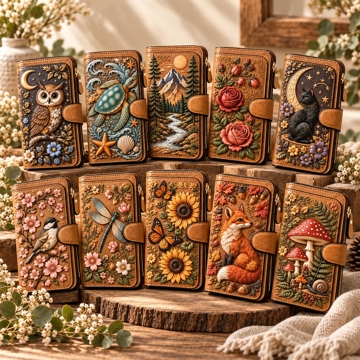 Vintage Embossed Art Wallet โ 10 Story-Inspired Designs