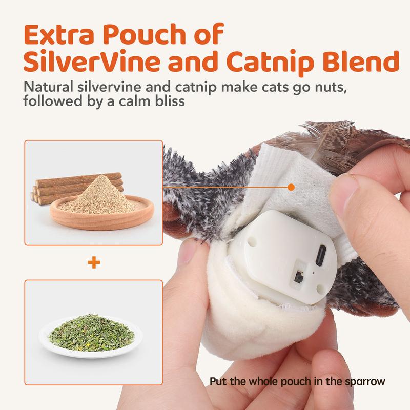 Soft plush flying bird cat toy