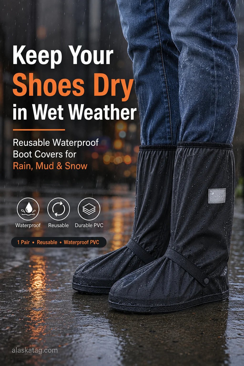 Reusable waterproof shoe covers for rain mud and snow
