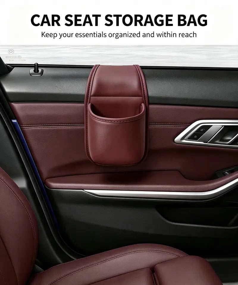 Self adhesive car storage pocket installation