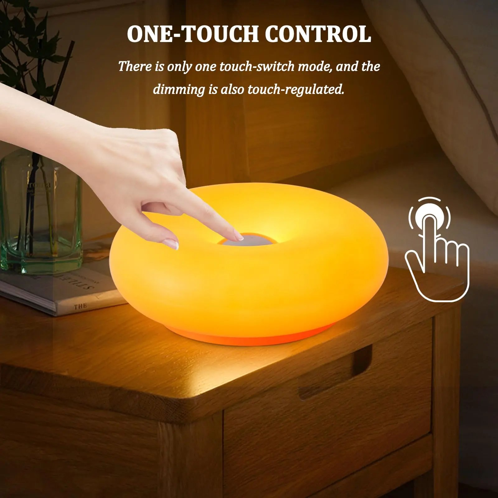 Touch control on Doughnut LED night lamp
