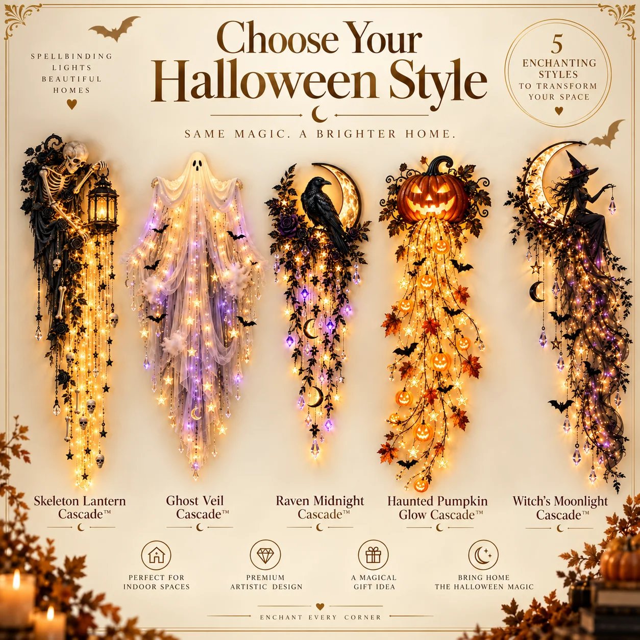Elegante Halloween-Kaskaden-Wandleuchten-Kollektion
