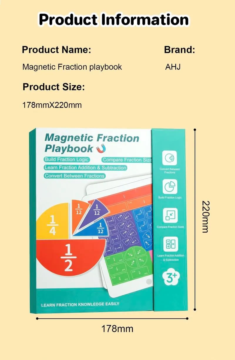 Magnetic Fraction Demonstration Book – Visual Math Manipulatives with Tiles & Circles, Educational Toy for Kids, Montessori Homeschool Supplies and Interactive Math Teaching Aid for Preschool Learning Magnetic Fraction Demonstration Book – Visual Math Manipulatives with Tiles & Circles, Educational Toy for Kids, Montessori Homeschool Supplies and Interactive Math Teaching Aid for Preschool Learning