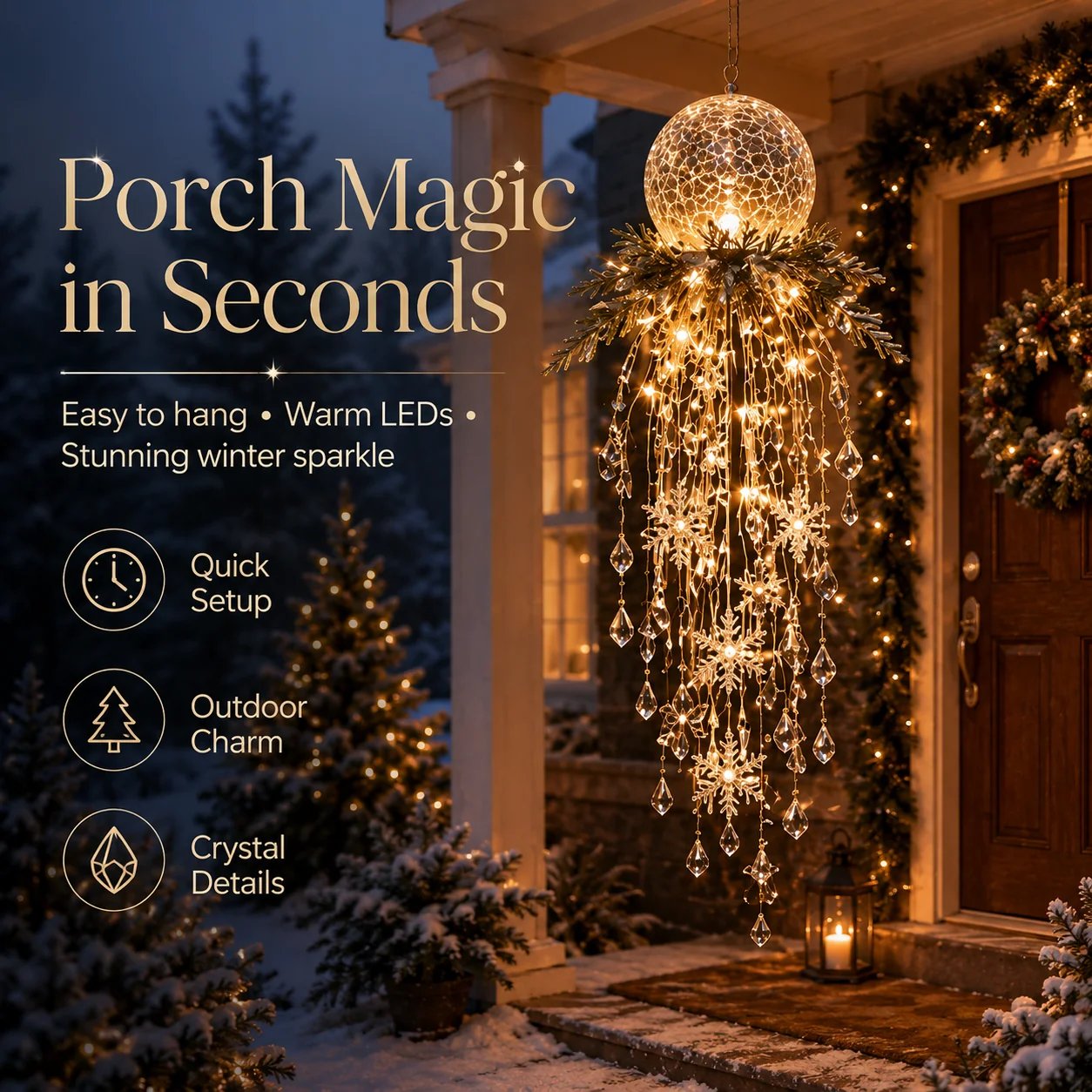 Christmas hanging light displayed in different locations