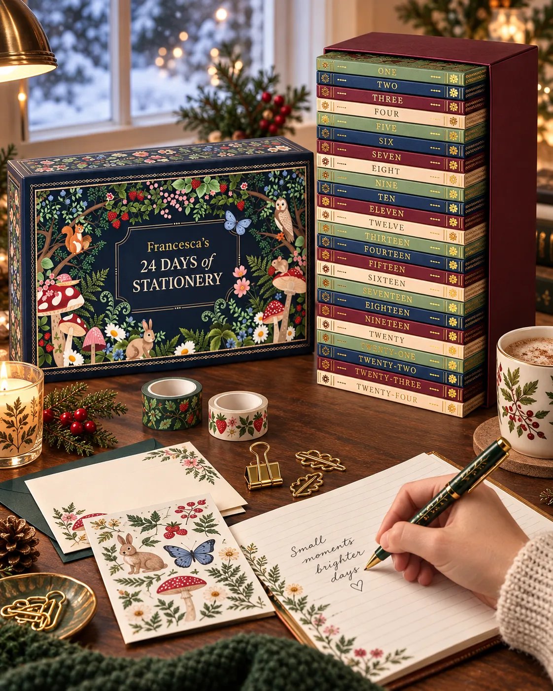 Writing with botanical stationery at Christmas