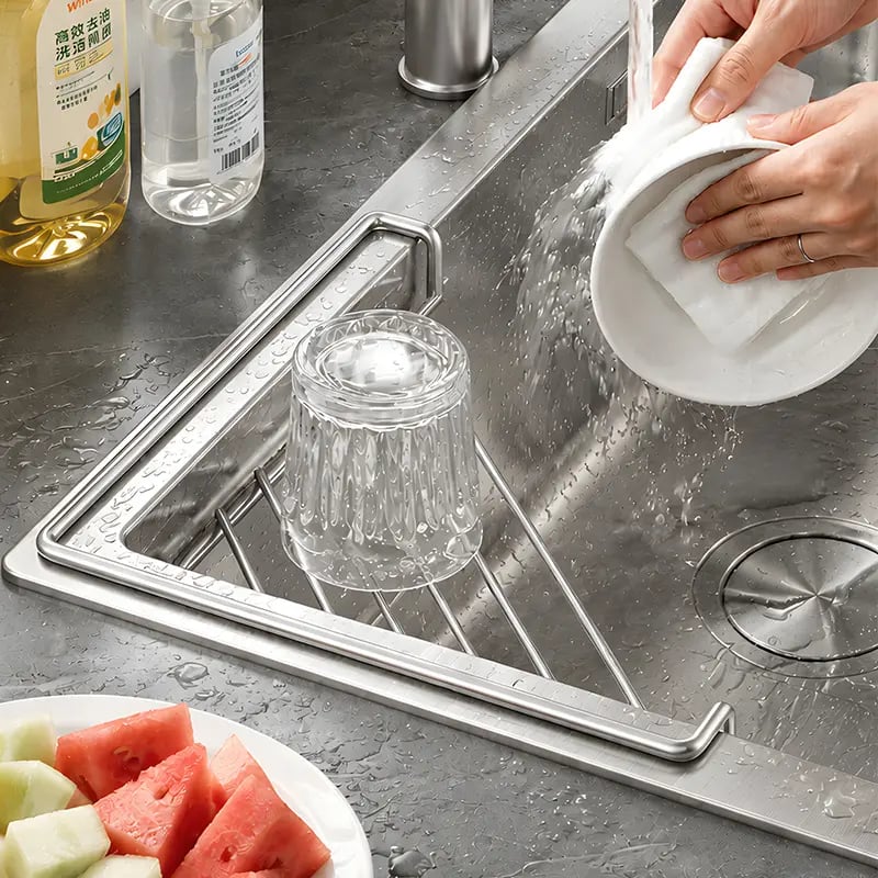 Corner sink shelf in everyday use